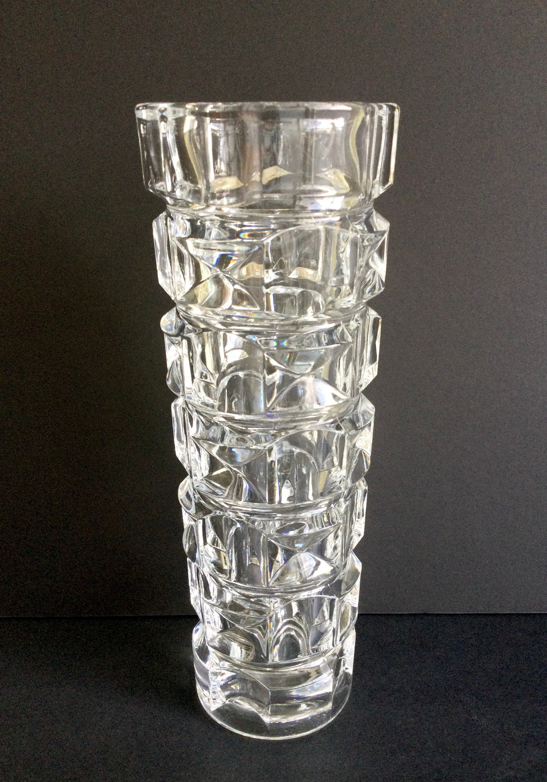 Mid Century Luminarc Vase Geometric Clear Glass 1970s France Etsy