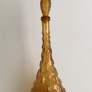 Italian Empoli Amber Genie Bottle Brick Pattern LOOK