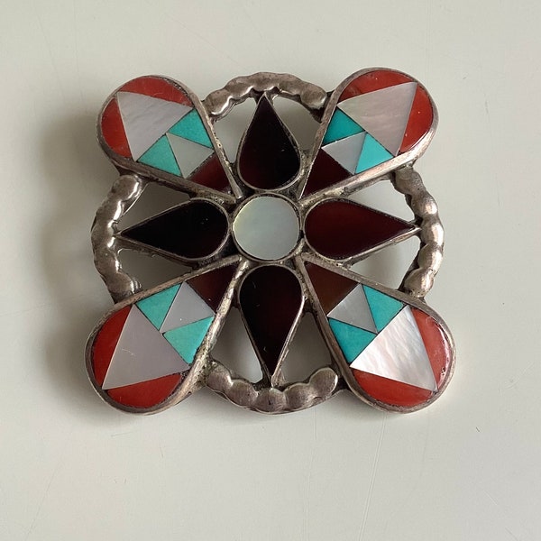 Vintage Zuni Brooch / Pendant ZME Mary Ann & Zeno Edaakie Pueblo Native American