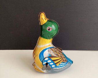 Vintage Yone Tin Wind-Up Duck Made in Japan