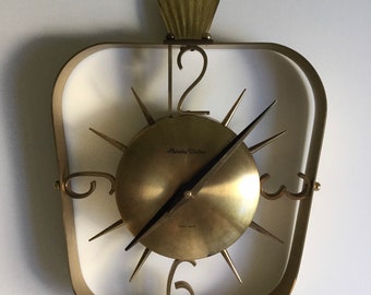 MCM Phinney Walker Wall Clock Eight Day Wind Up Brass