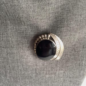 STUNNING Taxco Onyx and Silver Brooch /Pendant Large