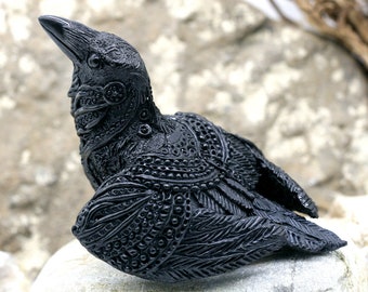 Raven Totem Etsy - raven crow black sculpture bird figurine totem fantasy sculpture guardian spirit amulet shamanic native