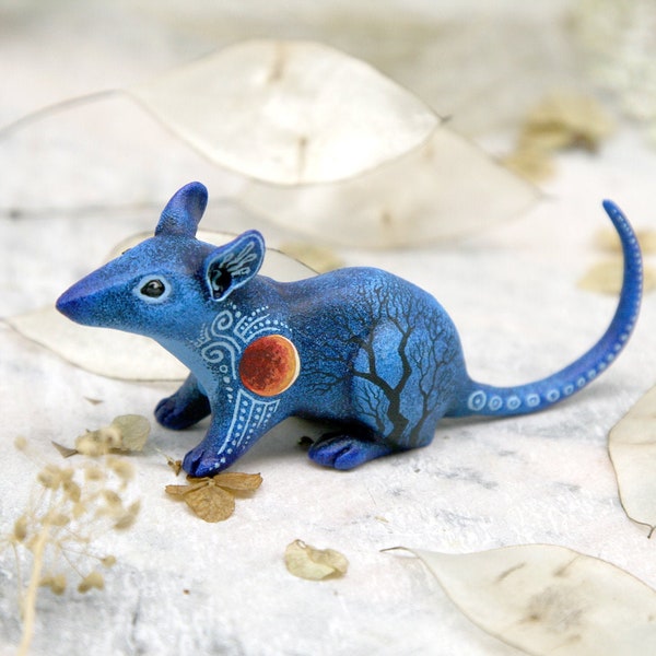 Rat Lover Gift Figurine Animal Sculpture Mouse Totem pet memorial gift, Rat angel, polymer clay animals, velvet clay, resin casting
