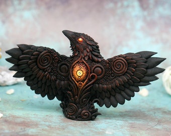 PRE-ORDER Raven Sculpture Crow Figurine Halloween Crow Decor