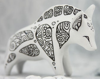 Hyena Figurine Zen Doodle Animal Totem Fantasy Sculpture Christmas Toy Guardian Spirit Amulet Shamanic Native