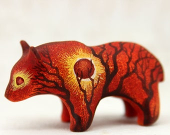 Bear Grizzly Figurine Solar Eclipse Moon Wanderer Animal Totem Figurine Fantasy Sculpture Guardian Spirit Amulet Shamanic Native