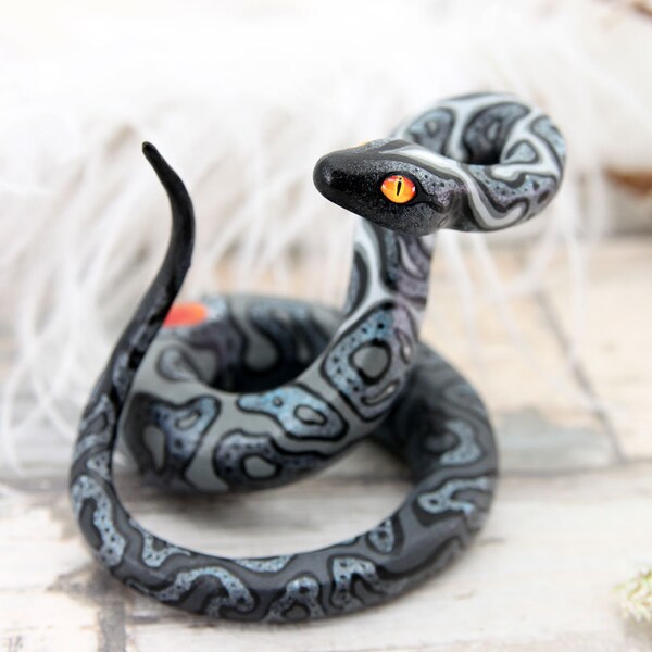 Snake Figurine Sculpture, Totem Animal polymer clay animals, velvet clay, resin casting
