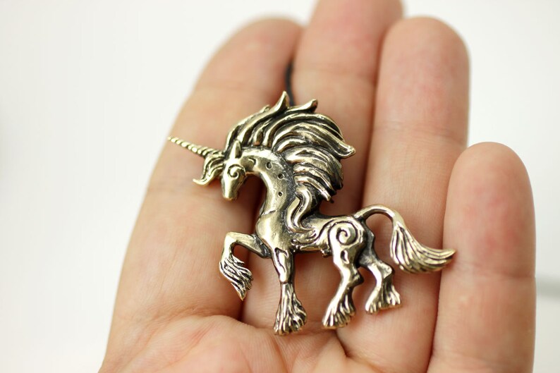 Horse Unicorn bronze pendant necklace Etsy