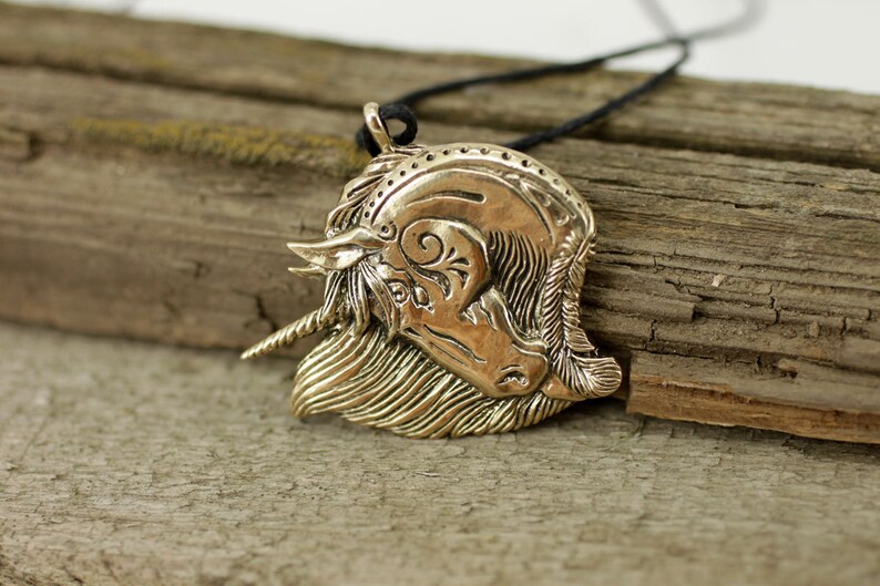 Horse Unicorn bronze pendant necklace Etsy