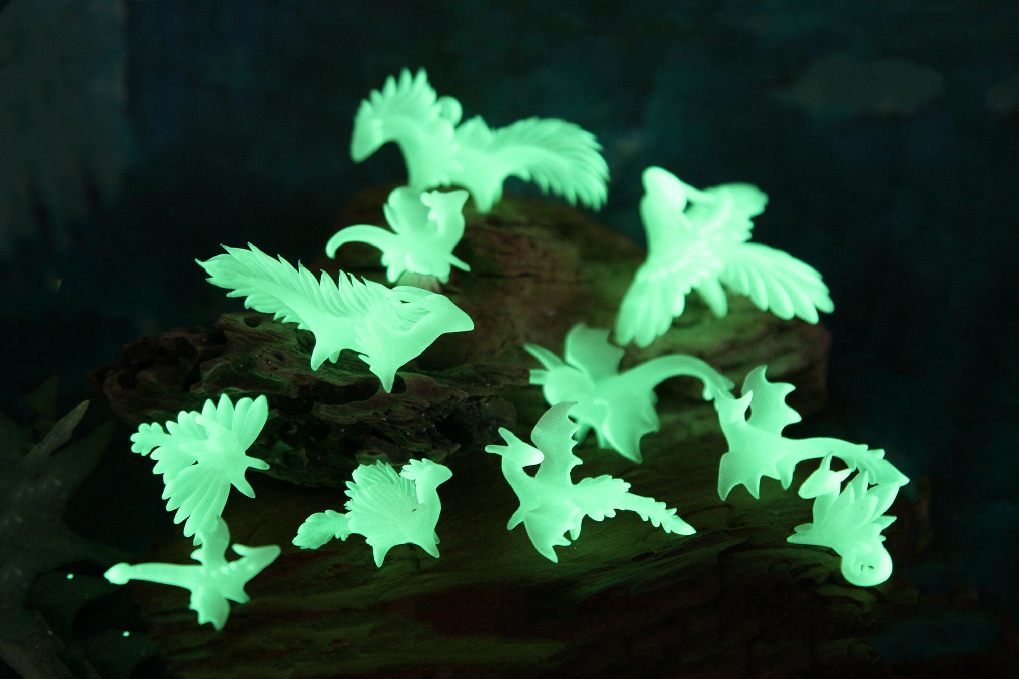 Set 11 Tiny Glow in the dark Dragons Sculpture Spirits Etsy