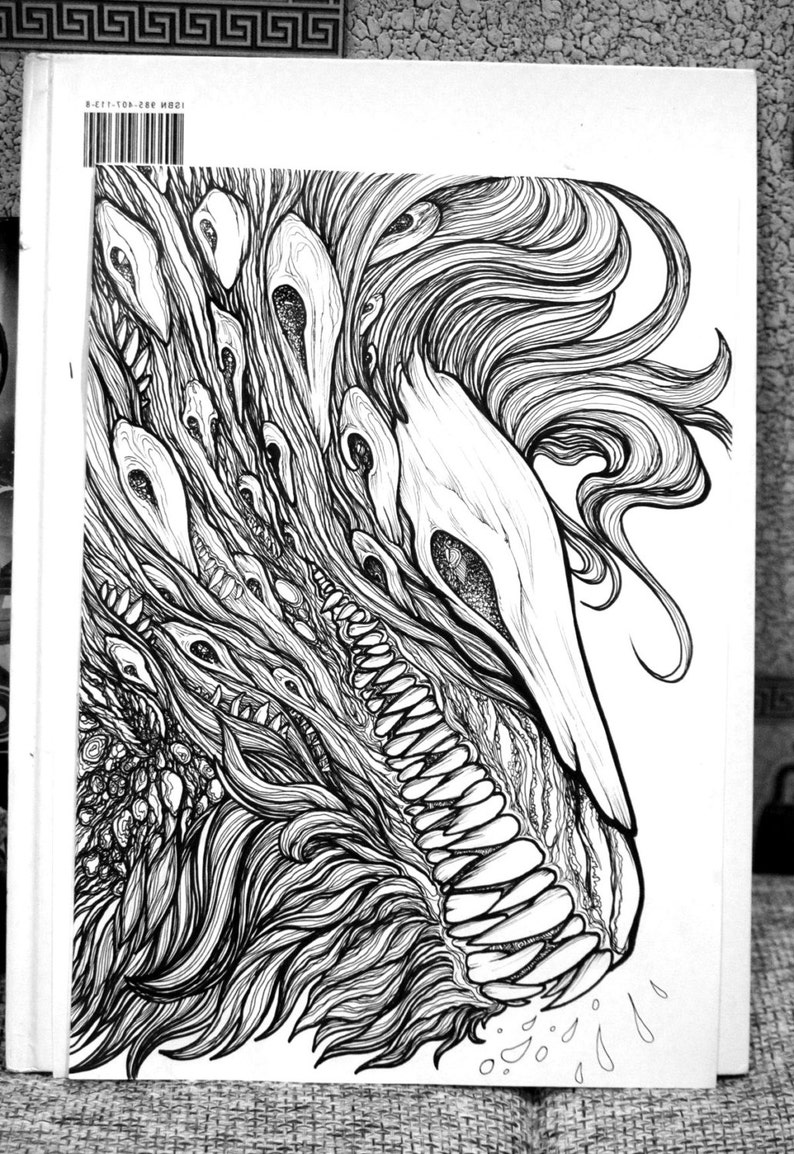 Volwassen Kleurplaten Pagina Fantasy Schepsel Liontari Doodle Etsy