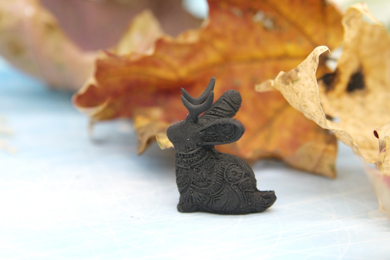 Delivery time extended Paintable Tiny Jackalope Cryptid Jack Rabbit Cryptozoology Sculpture