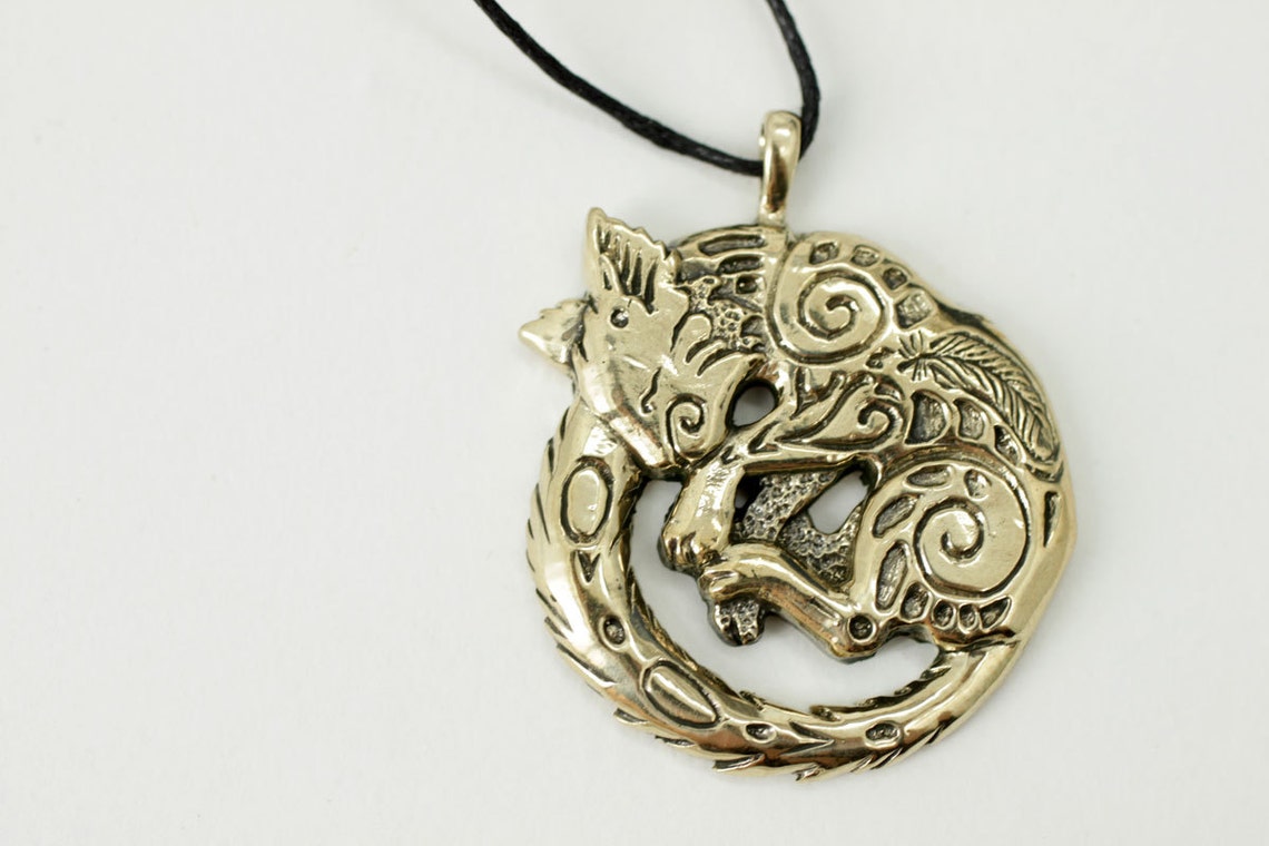 Cat kitty bronze pendant necklace fantasy | Etsy