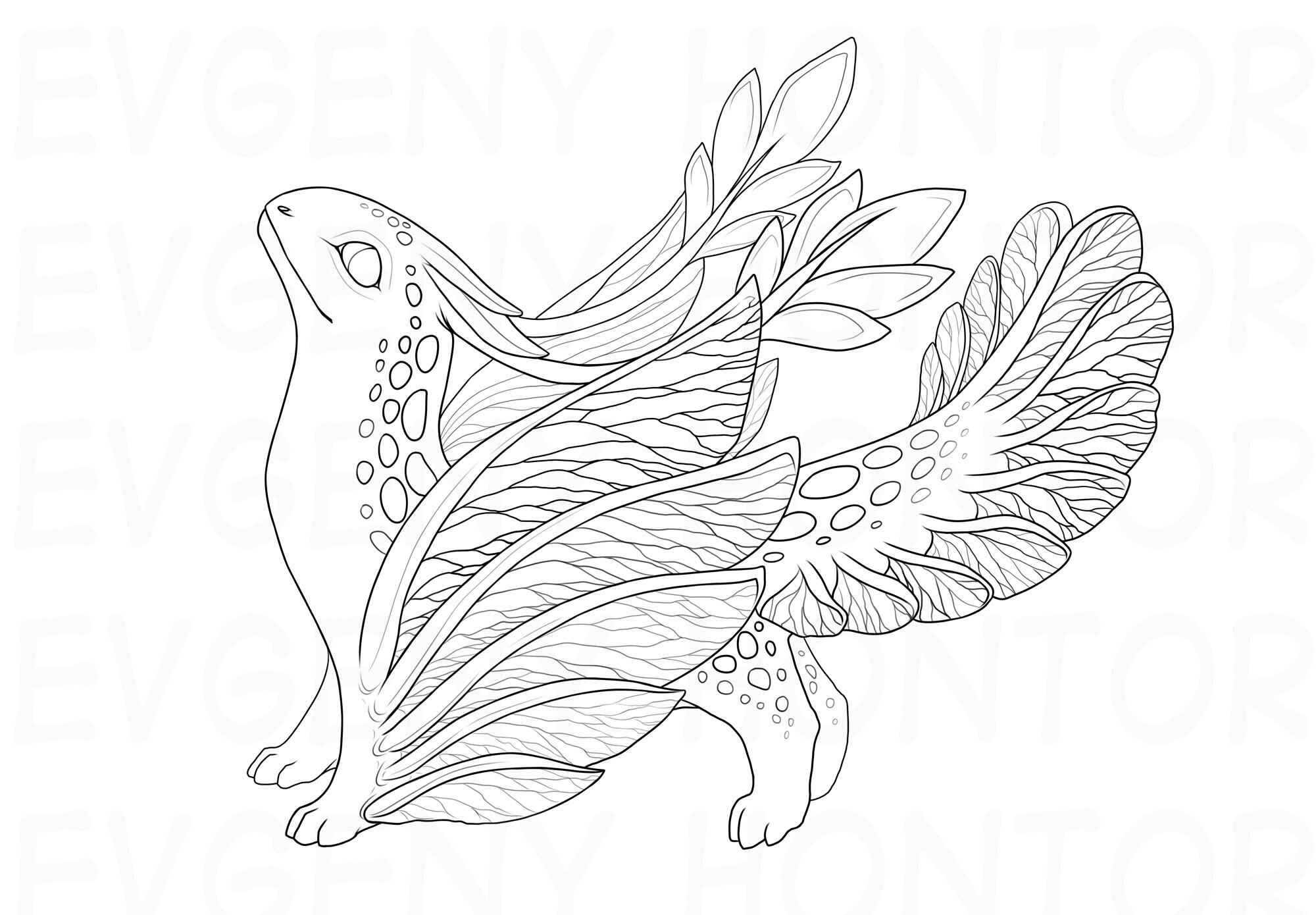 Fairy Dragon Coloring Page Fantasy Lineart Doodle Printable Etsy
