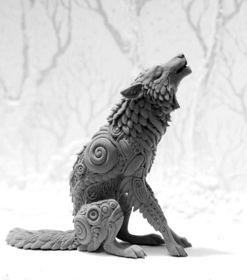painted wolf figurines