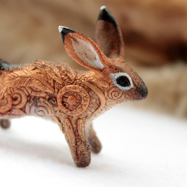MADE TO ORDER Rabbit Hare Bunny Totem Animal Figurine Fantasy Skulpture Guardian Spirit Amulet Shamanic Native