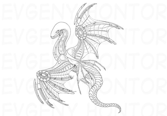Download Xenomorph Alien Dragon Coloring Page Fantasy Lineart Doodle Etsy