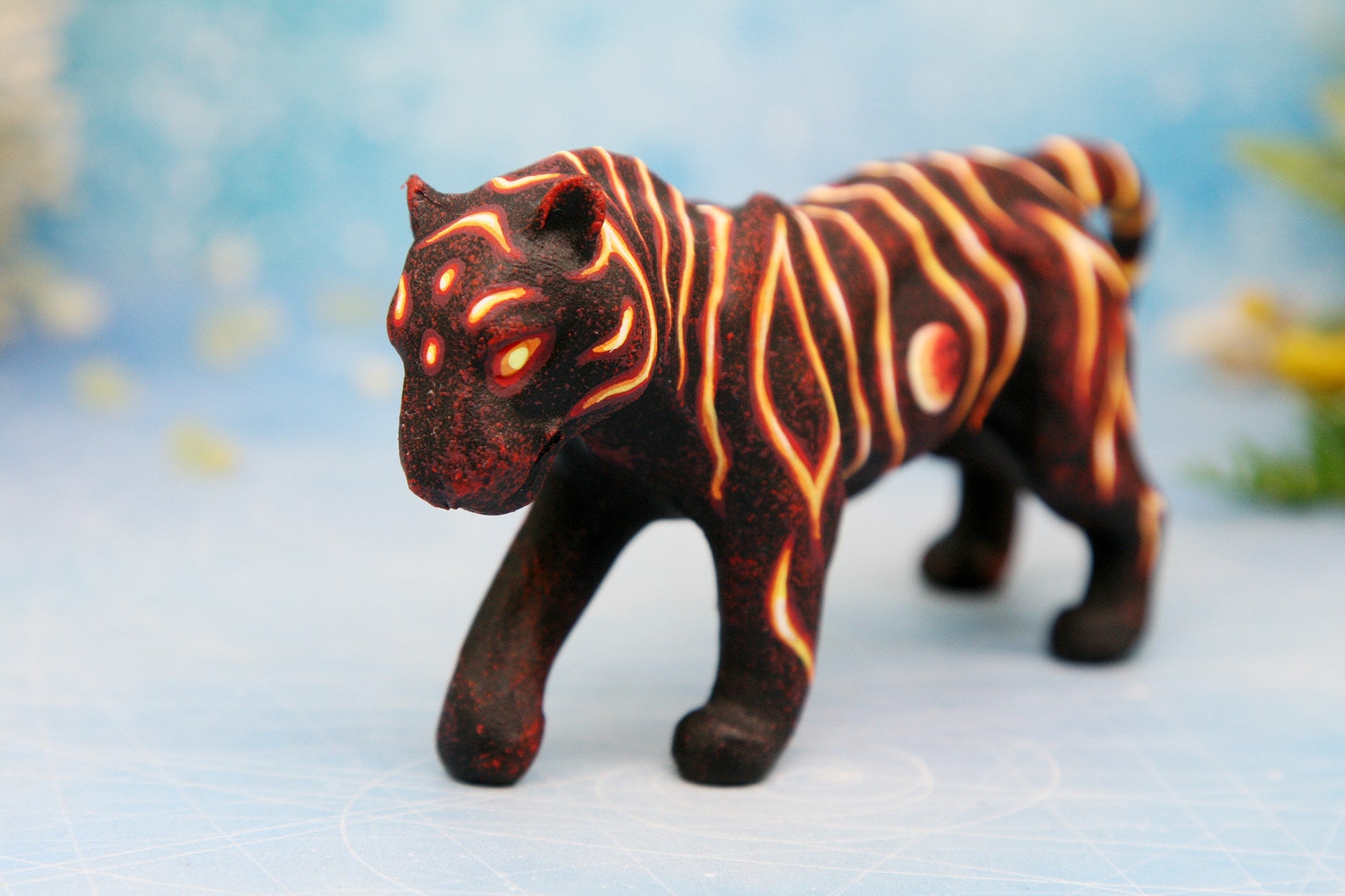 Tiger Figurine Fire Paradise Cat Animal Sculpture polymer clay Etsy