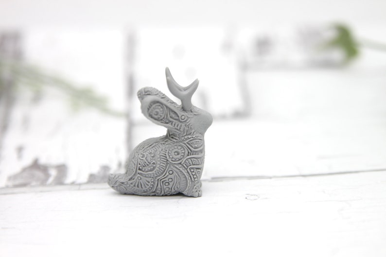 Delivery time extended Paintable Tiny Jackalope Cryptid Jack Rabbit Cryptozoology Sculpture