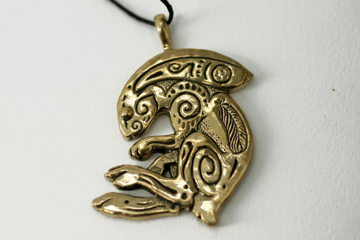 Rabbit Bunny bronze pendant necklace | Etsy