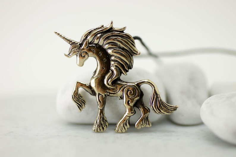 Horse Unicorn bronze pendant necklace Etsy