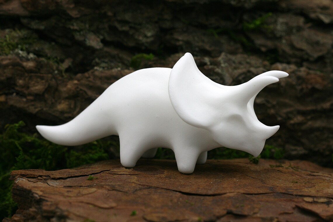 White Triceratops Dinosaur Figurine Jurassic Park Polymer Clay | Etsy