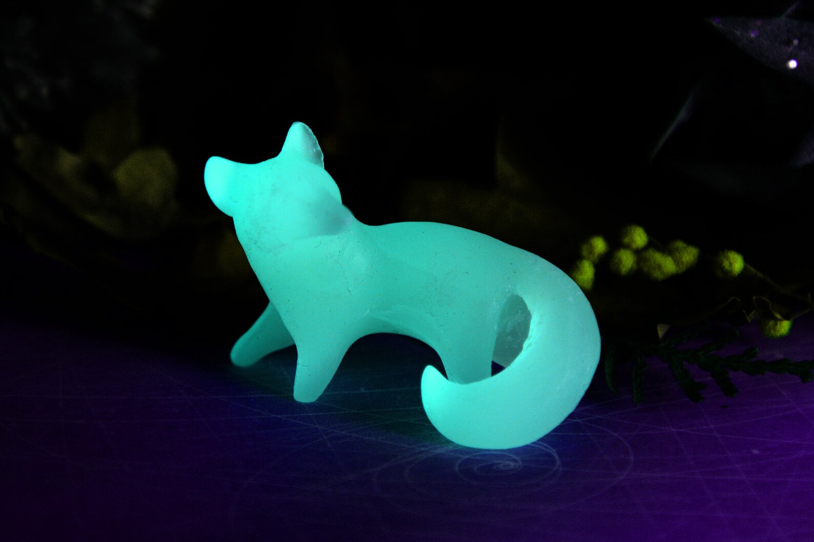 Glow in the dark Fox Figurine Animal Miniature Sculpture Etsy