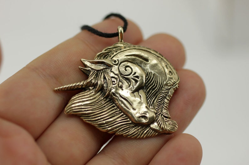 Horse Unicorn bronze pendant necklace Etsy