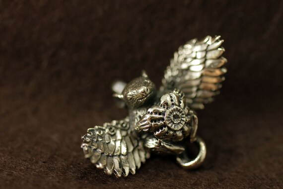 Winged rat bronze pendant necklace cute animal fantasy | Etsy