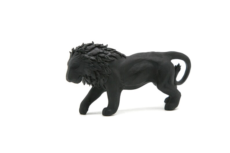 Black Lion Statue Animal Figurine Sculpture Home Decor African Etsy