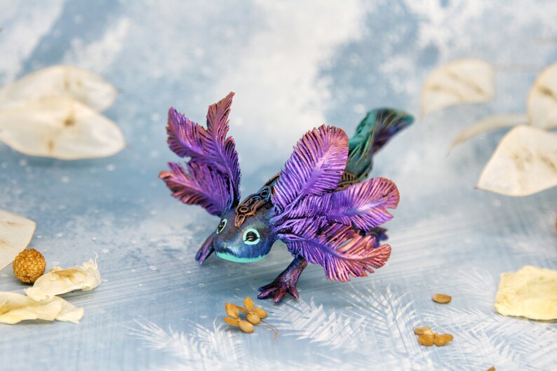 Cute Axolotl Figurine Animal Sculpture Biomechanical image 0