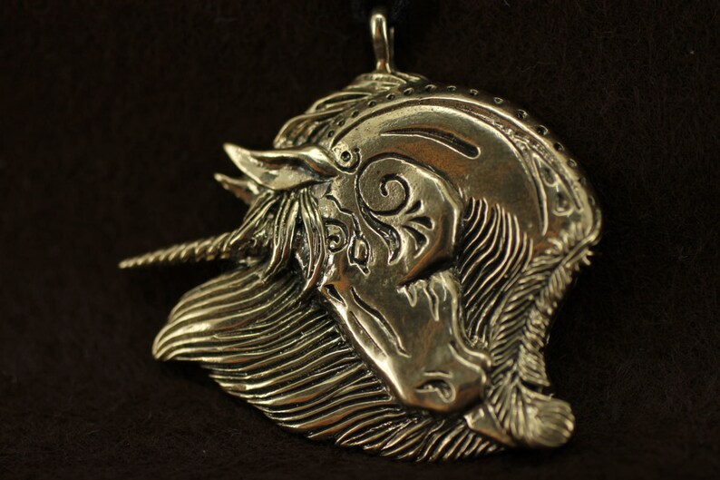 Horse Unicorn bronze pendant necklace Etsy