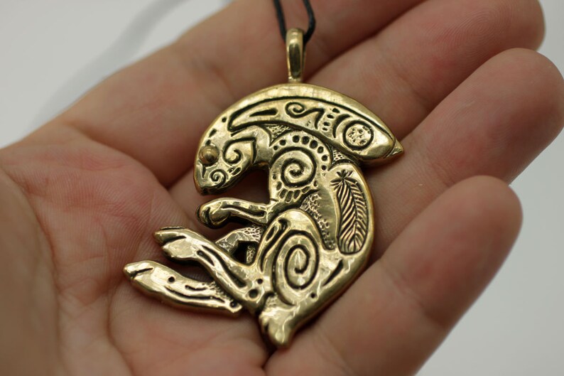 Rabbit Bunny bronze pendant necklace Etsy