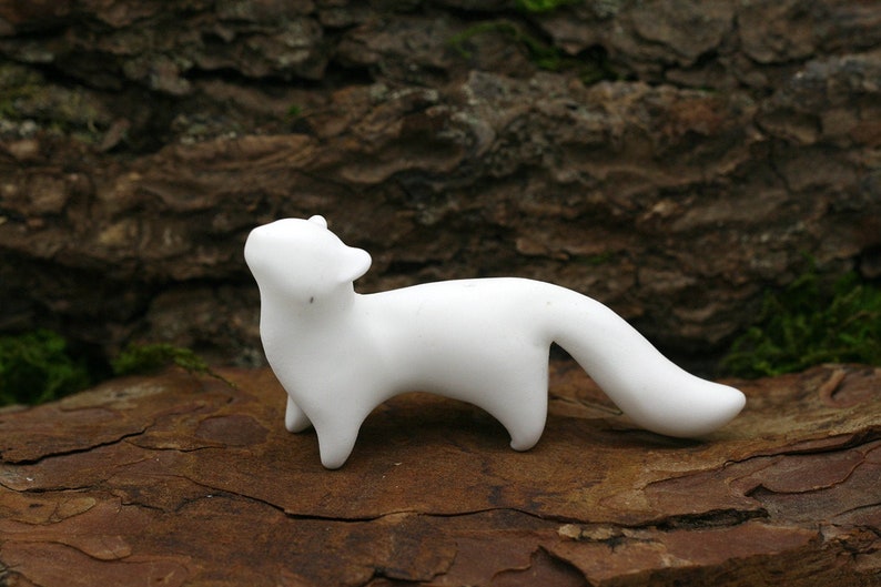 Ferret or Ermine Weasel Unpainted Figurine Totem Animal Etsy