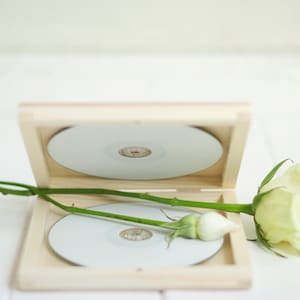 CD case &#39;single&#39; or  &#39;double&#39;, wedding case, wooden box, keepsake box, dvd keepsake, cd case, cd box, photo packaging, logo or text engraved
