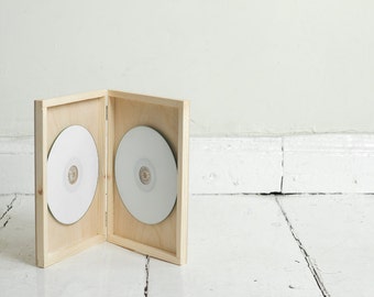 Wooden double DVD Case, Engraved Keepsake Box, unpainted or painted