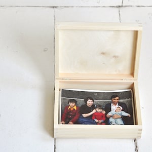 fotodoos voor foto's van 5 x 7 inch (13 x 18 cm), houten, onafgewerkt hout, natuurlijk hout, ongeverfd, fotoverpakking, ongeverfd hout, fotodoos, trouwdoos