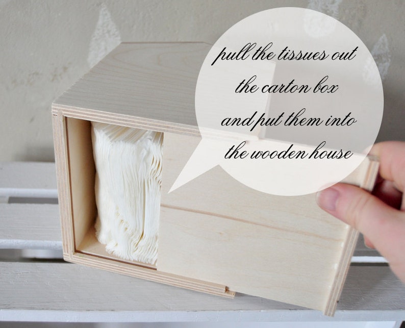 Tissue box wooden house with chimney unfinished wood Etsy