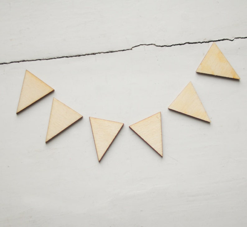 2.5cm wooden triangle, buy SET with a DISCOUNT, unfinished unpainted wood, natural wood, ready to decorate, make your own necklace, diy image 1