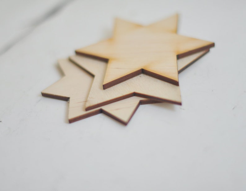 SET of 3 wooden BIG stars, unfinished wood, unpainted natural wood, laser cut, unpainted, christmas decor, christmas stars, star decor,stars image 3