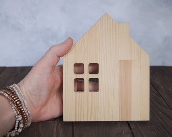 Maison en bois, maison miniature en bois de pin, maison miniature