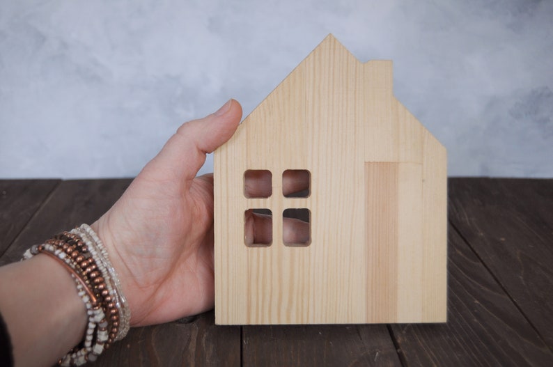 Wooden house, miniature house made of pine wood, miniature house image 1
