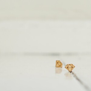 SET di 2 pezzi - forme di diamante in legno MOLTO PICCOLE, legno naturale, pronto per decorare, non verniciato, crealo tu stesso, forniture in legno, orecchini