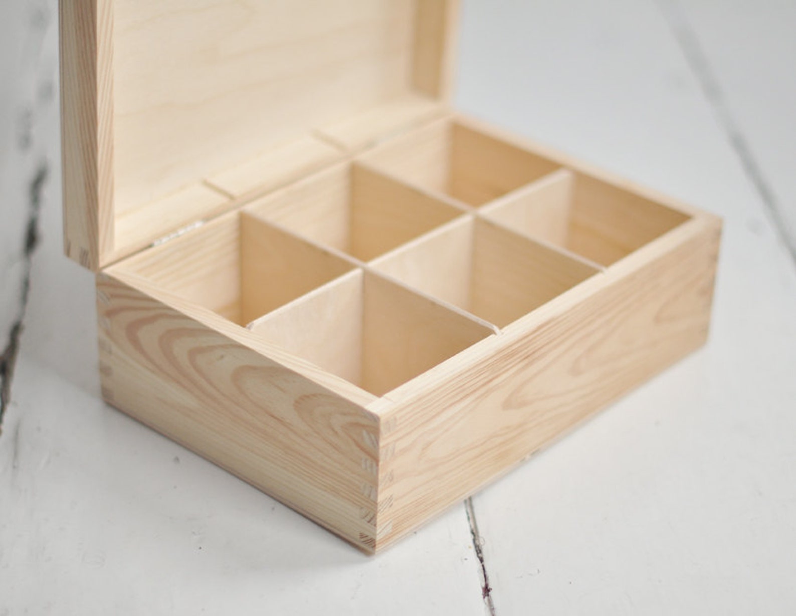 Tea Box Jewelry Box With Compartments Keepsake Box Wooden Etsy