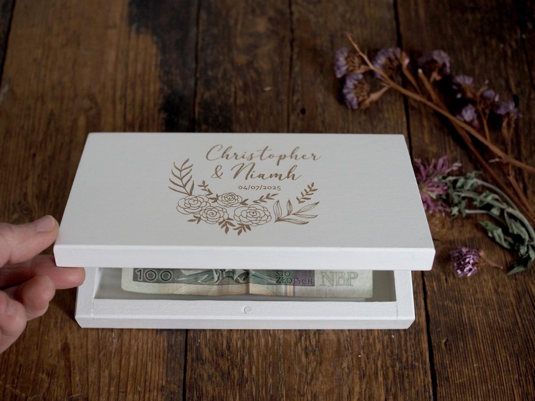 Personalized Wooden Money Gift Box – Hand-painted or Natural, With ...