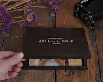 Personalized Wooden 10x15cm (4x6in) Photo Case – Hand-Painted or Natural, with Custom Engraving or blank - envelope for prints