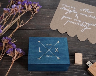 Custom Engraved Pine Wood Box – Personalized Magnetic Wooden Gift Box or USB Memory Box