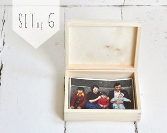 Set of 6 photo boxes for 5"x7" (13x18cm) photos, photo packaging, gift wrapping, rustic wedding, photography packaging, custom engraved box