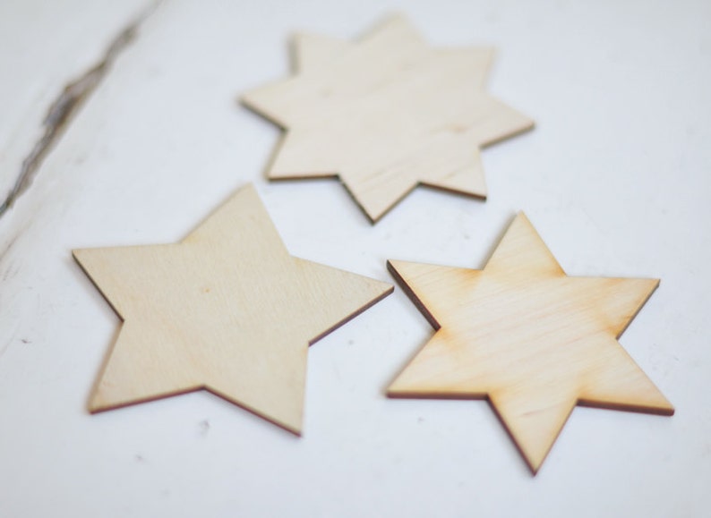 SET of 3 wooden BIG stars, unfinished wood, unpainted natural wood, laser cut, unpainted, christmas decor, christmas stars, star decor,stars image 2